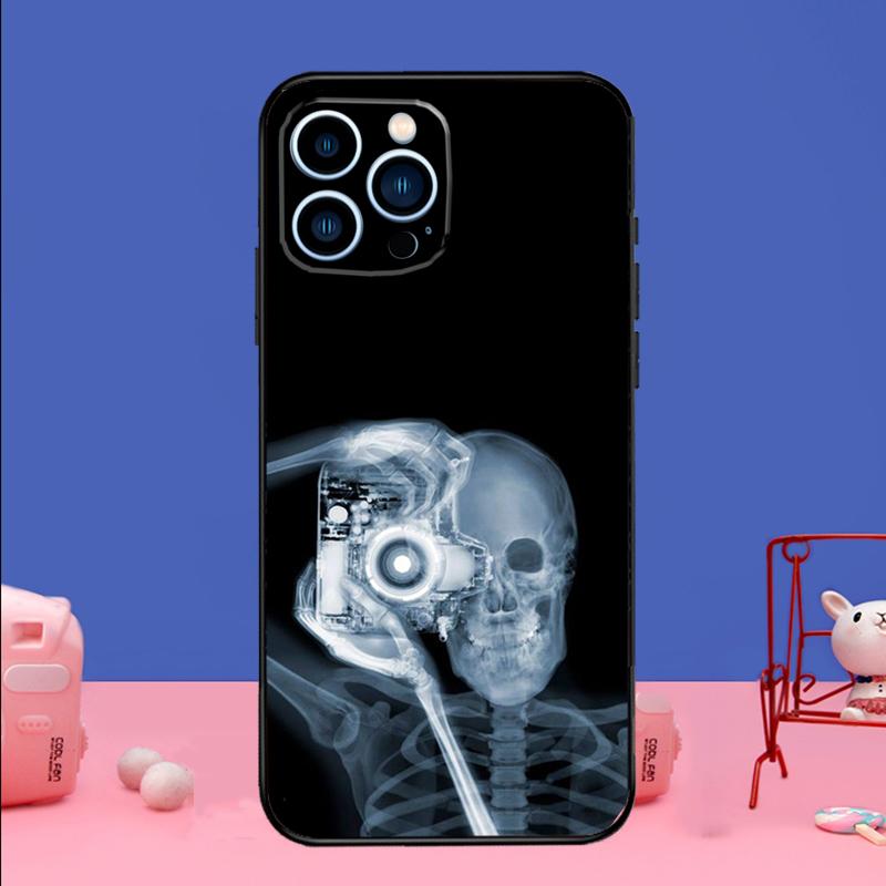 xray art aesthetic Skull Phone Case For iPhone 16 15 14 13 12 11 17 Pro Max Plus 12 13 mini 16e 17 Air Bumper Cover