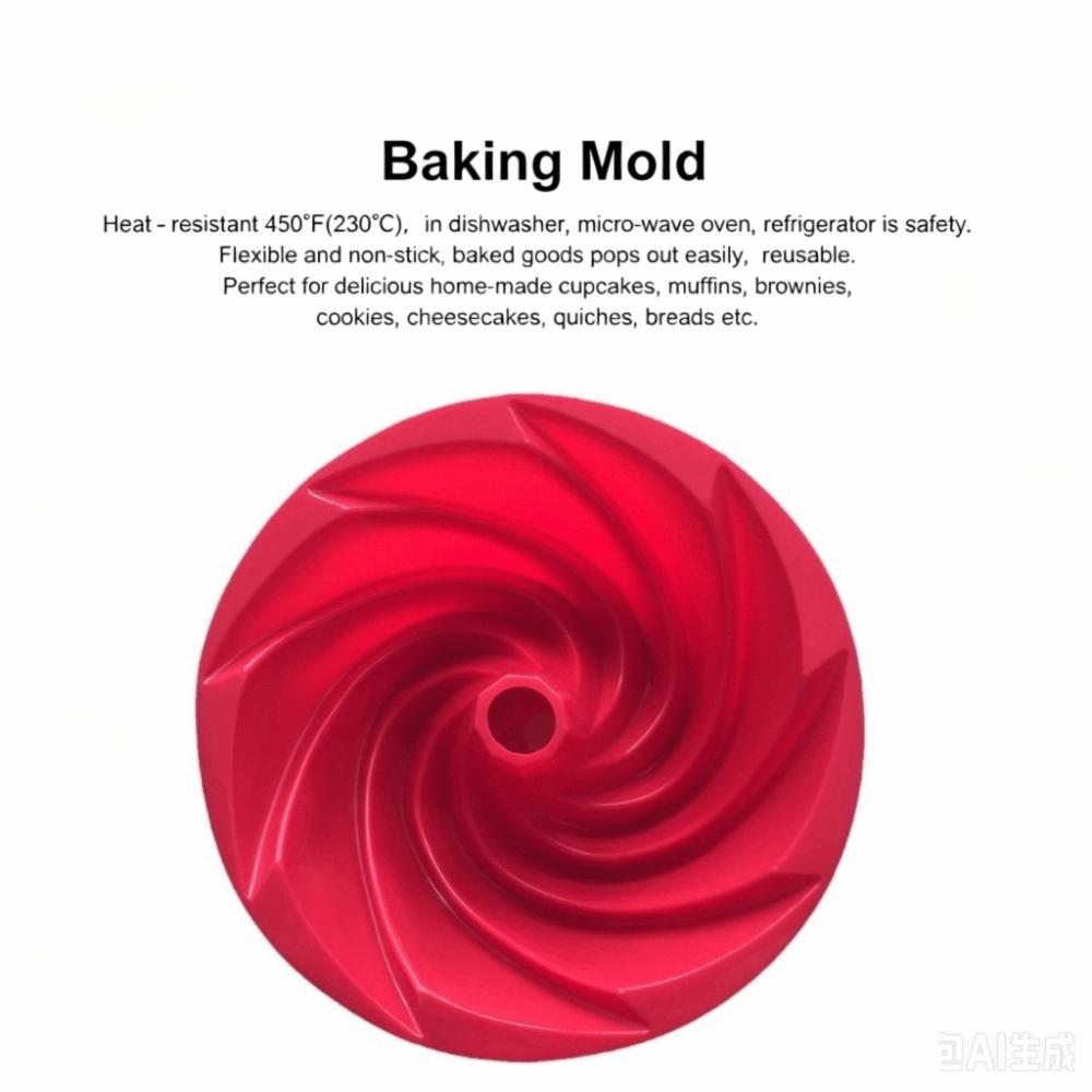 Silicone Spiral Cake Pan Non-Stick Round Baking Pan Reusable Fluted Bundt Pan DIY Pastry Dessert