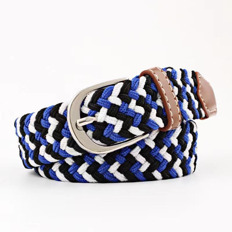 Men and Women Pin Buckle Canvas Belts, Thin Elastic Elastic Belts, Young Students Knitted Canvas Belts