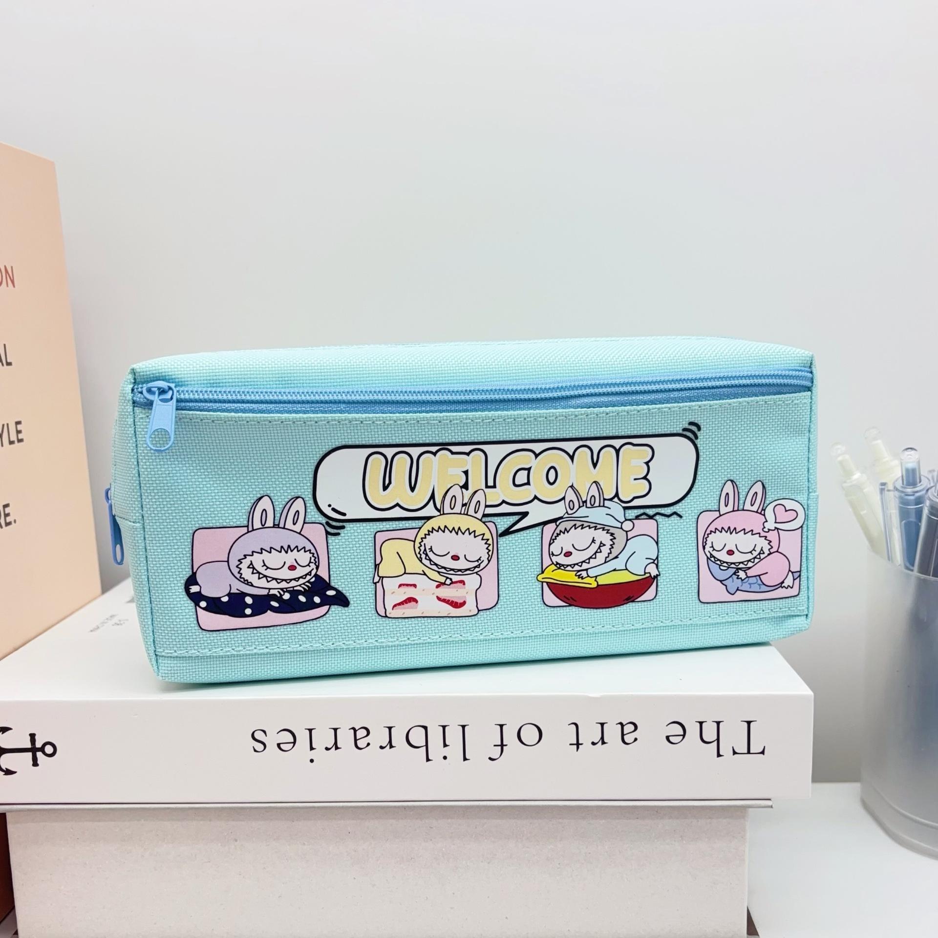 

Pencil case for primary school students Double-layer large-capacity stationery box Cartoon high-value niche pencil case 21*5*10cm/45g синий