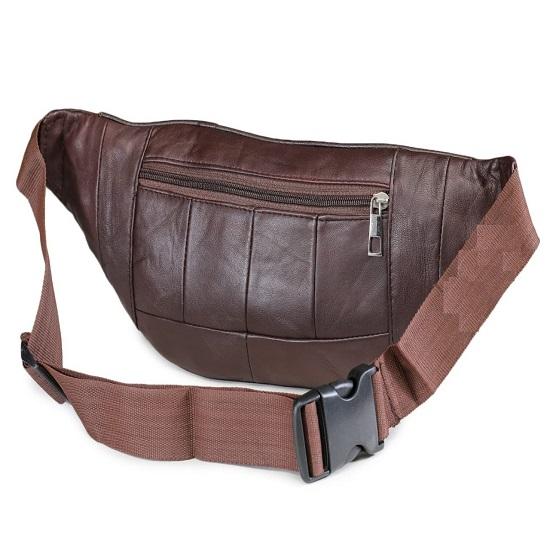 Noora Brown Leather Waist Bag & Pouch For Men's and Women's