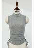 Women's Sporty Style Sleeveless Tight T-Shirt with Ruffled Base Layer, Half-High Neck, Thin and Slightly See-Through