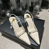 2025 spring and autumn new fashion versatile patent leather thin heel bag head sandals retro style word with pointed head after empty