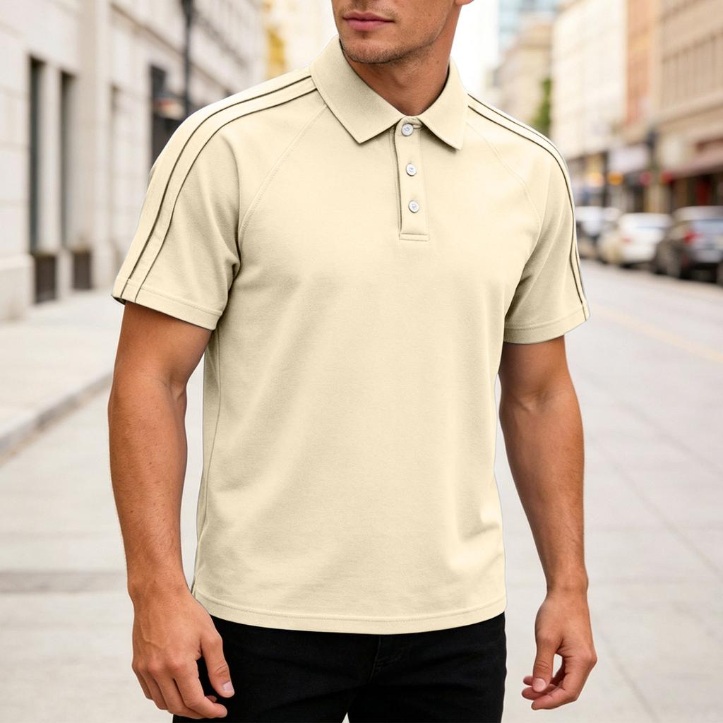 Men's Casual Lightweight Breathable Short Sleeve Polo Shirt with Classic Collar and Button Placket Suitable for Everyday Wear