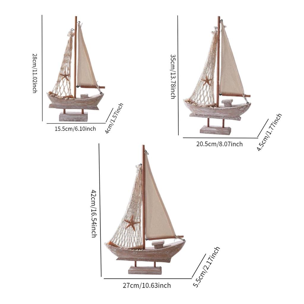 Wood Sail Boat Photo Props Nautical Theme Handmade Home Decor Mini Sailboat Model for Tables Vanity Office Desktop Countertop
