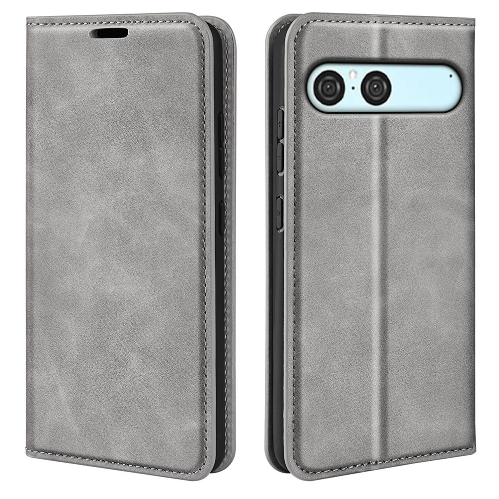 Para Capa Sony Xperia 10 VII Carteira de Couro com Toque de Pele