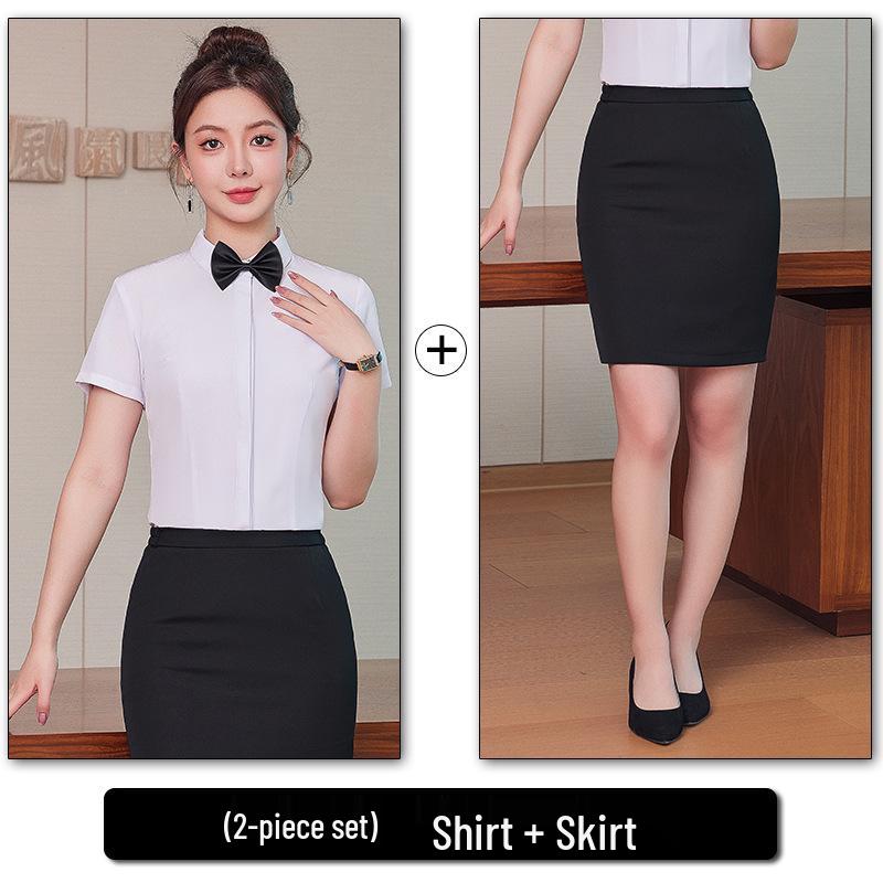 Unisex Long Sleeve Workwear Uniform for Hotel and Bank Employees - Spring/Fall Style Shirt Set