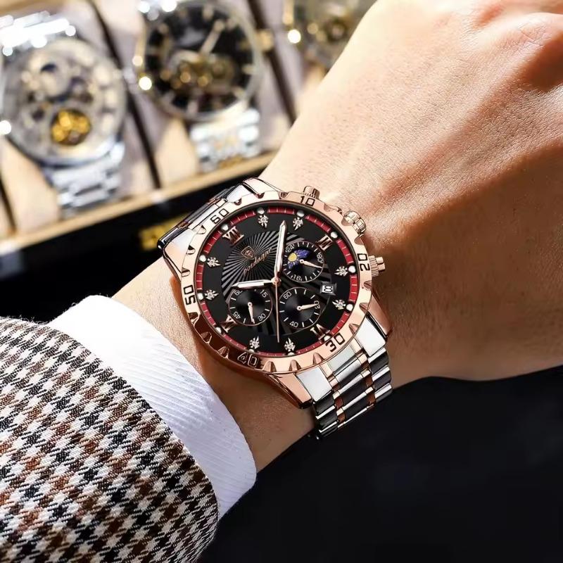 POEDAGAR Luxury Military Watch For Men Waterproof Luminous Chronograph Date Wristwatch Stainless Steel Quartz Watches