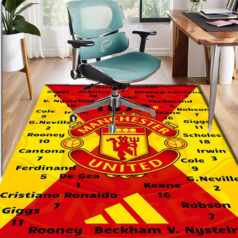 Manchester United F.C Pattern Rug, Indoor/Outdoor Mat, for Picnic, Gameroom, Bedroom, Office, Living Room, Home Decor Carpet, Birthday Gift