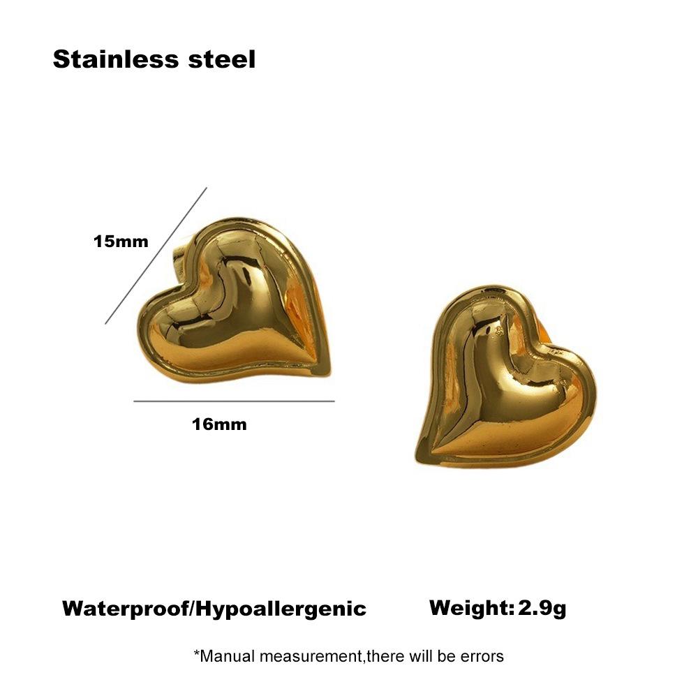 Heart Pleated Stainless Steel Fashion Earrings - High-End, European and American Style, Versatile and Trendy for Women.
