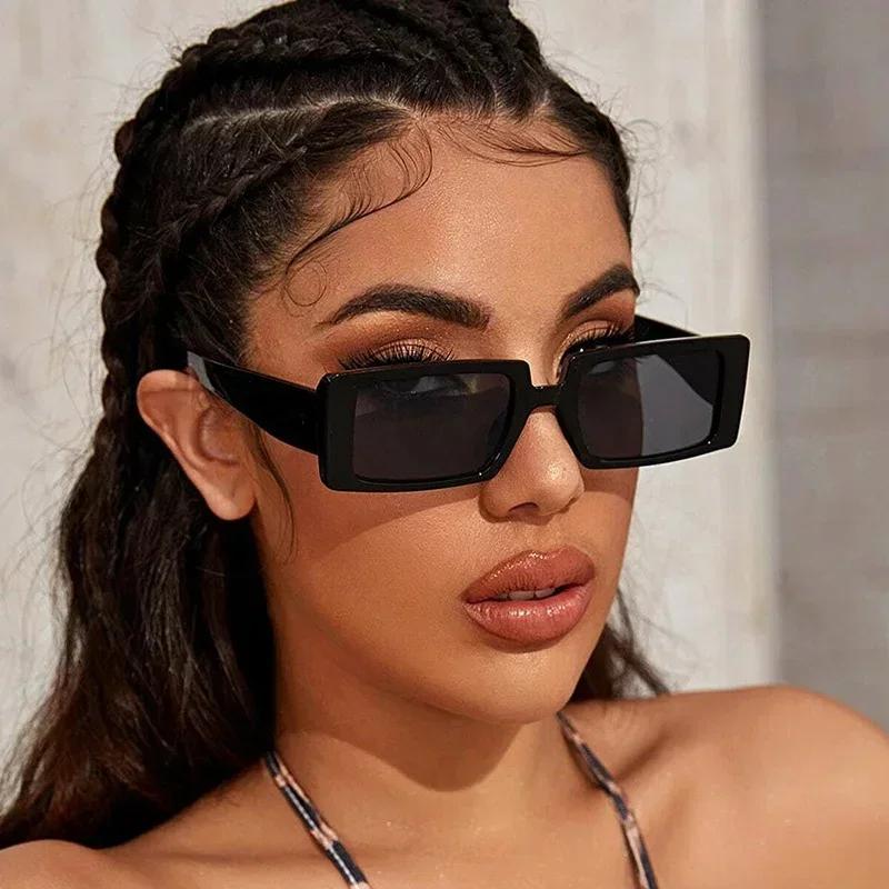 Vintage Small Frame Rectangle Sunglasses Women's Fashion Jelly Color Sun Glasses Women Summer Travel Eyewear UV400 Oculos De Sol