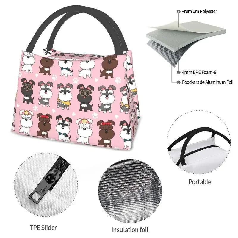Kawaii Fashion Miniature Schnauzer Dogs Insulated Lunch Bag for Outdoor Picnic Animal Resuable Cooler Thermal Lunch Box Women