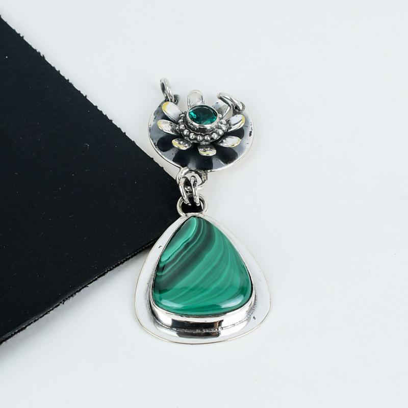 Malachite Gemstone Pendant 925 Sterling Silver- Handmade Design, Everyday Wear Jewelry, Unique Malachite Pendant Birthday Gifts