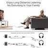 SIMOLIO TV Headphones, 6.6m Long Cable with Clip, Remote, and Microphone, Includes RCA Conversion Cable, Wired Headset for PCs, Laptops, and Tablets