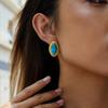 Youthway Retro-Style Women'S Teardrop Stud Earrings Blue Turquoise Stainless Steel Hypoallergenic Jewelry