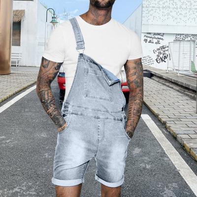 Džínové overalové šortky Jednobarevné Ramínka Letní Hip Hop Nastavitelné Krátké Jean