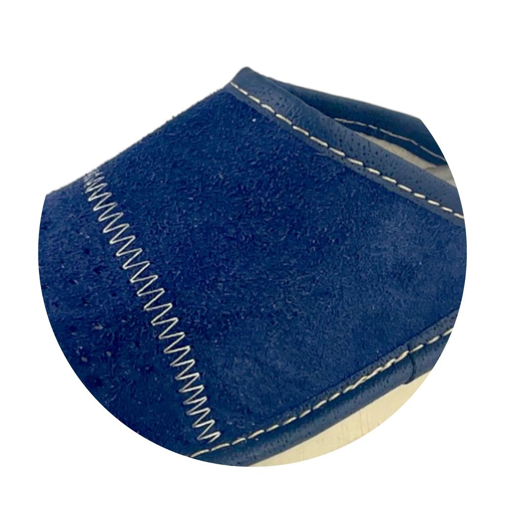 Navy Blue Suede Men's Slippers, Velvet Men's Leather Slippers 44
