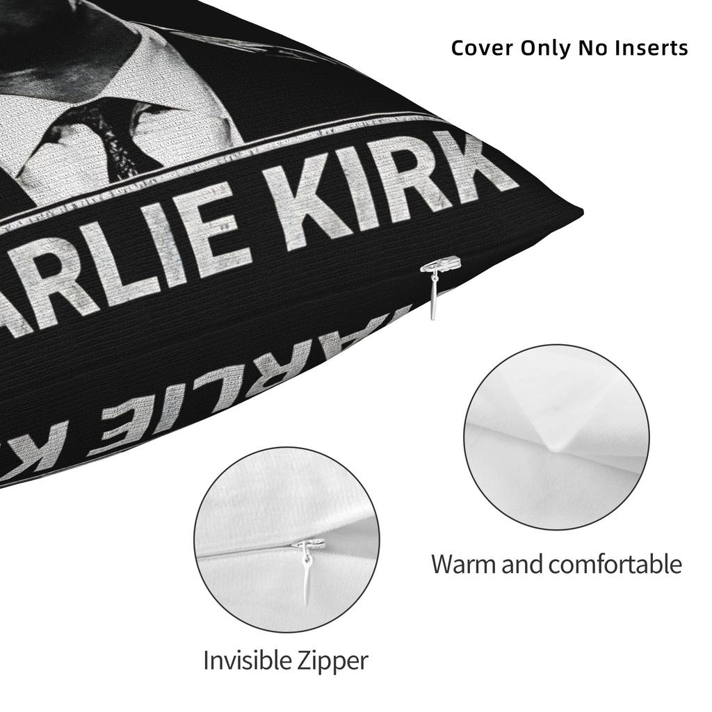 Pillow Case Charlie Kirk Portrait Soft Pillow Cover For Sofa Bedroom Home Decor Kawaii Pillowcases