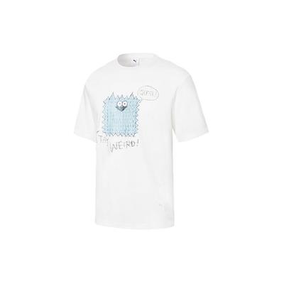Puma Michael Lau X Cartoon Print Lässiges Sport Rundhals Kurzarm Drop Shoulder T-Shirt Herren Weiß 531320-02