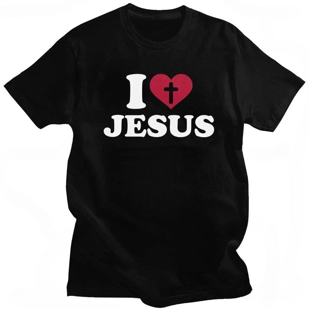 I Love Jesus T Shirt For Unisex Short Sleeved God Cross Religion Tshirt Church Christian Tshirt Fashion Street Tee Top Gift
