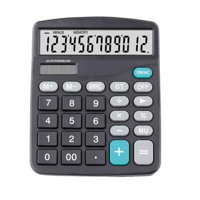 12-stelliger Dual-Power Handheld-Desktop-Rechner Schwarz Elektronik Solarrechner Großes LCD-Display