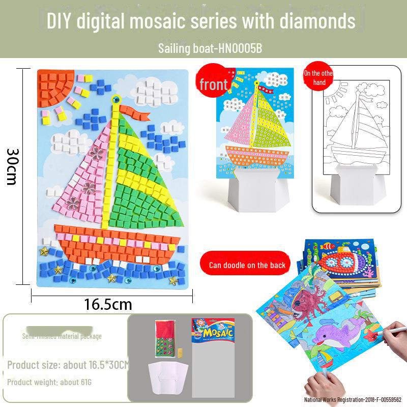 Dziecięca mozaika diamentowa DIY, zestaw naklejek EVA - Ręcznie robiona zabawka edukacyjna