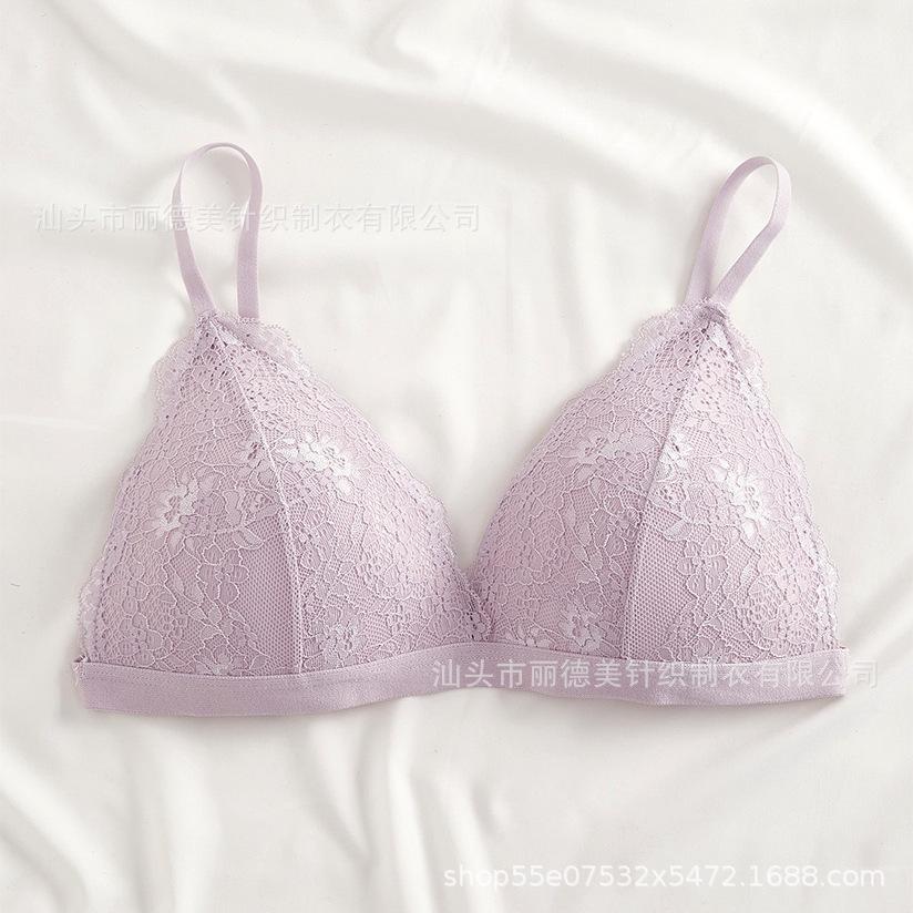 Girls French Triangle Cup Bra Sexy Lace Rim Small Breast Traceless Underwear Lace Bra Sexy Bra