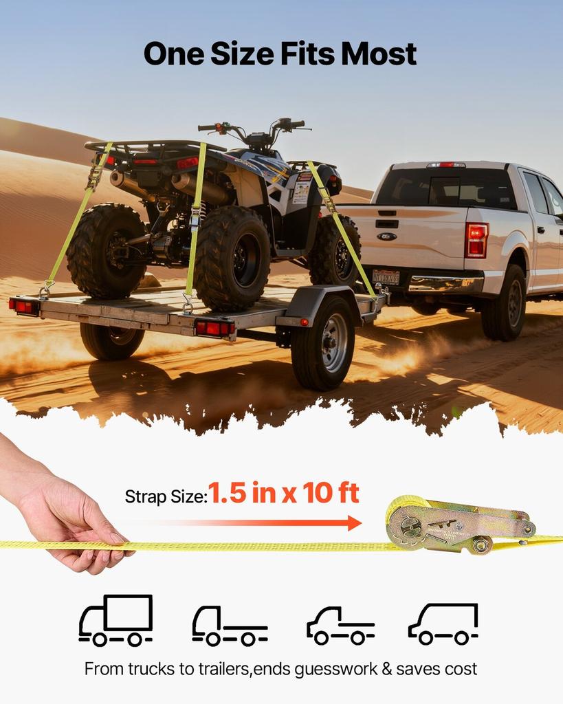 Ratchet Straps, 38.1 mm x 3 m, Heavy Duty Tie Down Straps with Double J Hook, 3000 kg Break Strength, Carry Bag, Tie Down Ratcheting for Moving,