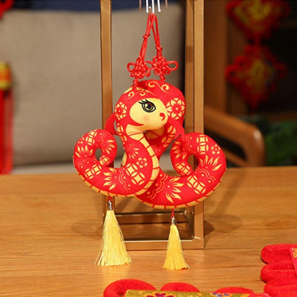 Cartoon Snake Dolls Pendant Stuffed Snake Mascot Doll Paper-cut Zodiac Snake Pendant  Students