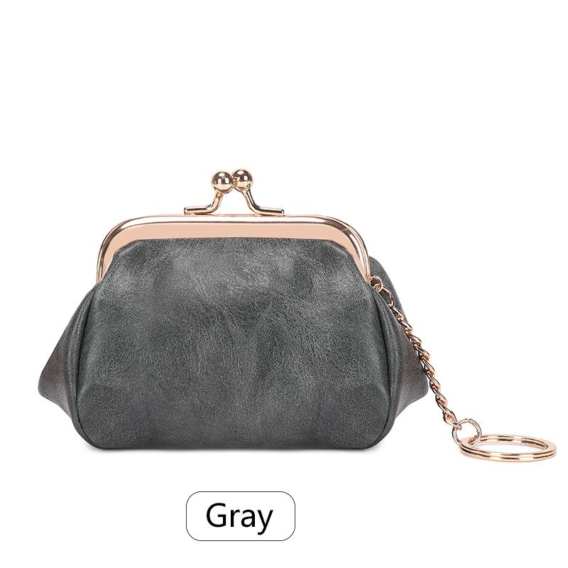 Portmonetka w stylu retro z mini zamkiem, codzienna przenośna i urocza podręczna torba do przechowywania dla dziewcząt, prosta torba na klucze w jednolitym kolorze