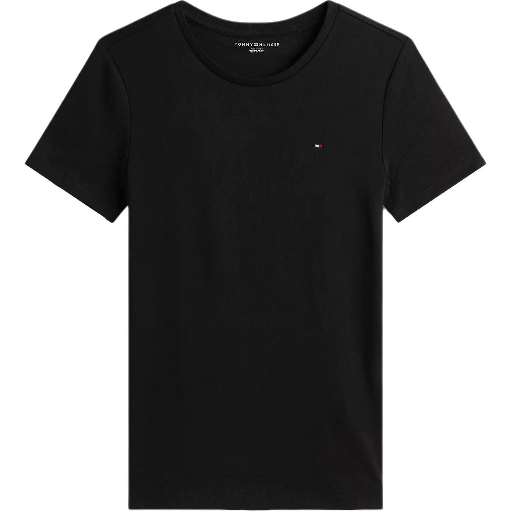 Tommy Hilfiger Logo Crew Neck Short Sleeve T-Shirt Women Tops Black 76J4869-BDS