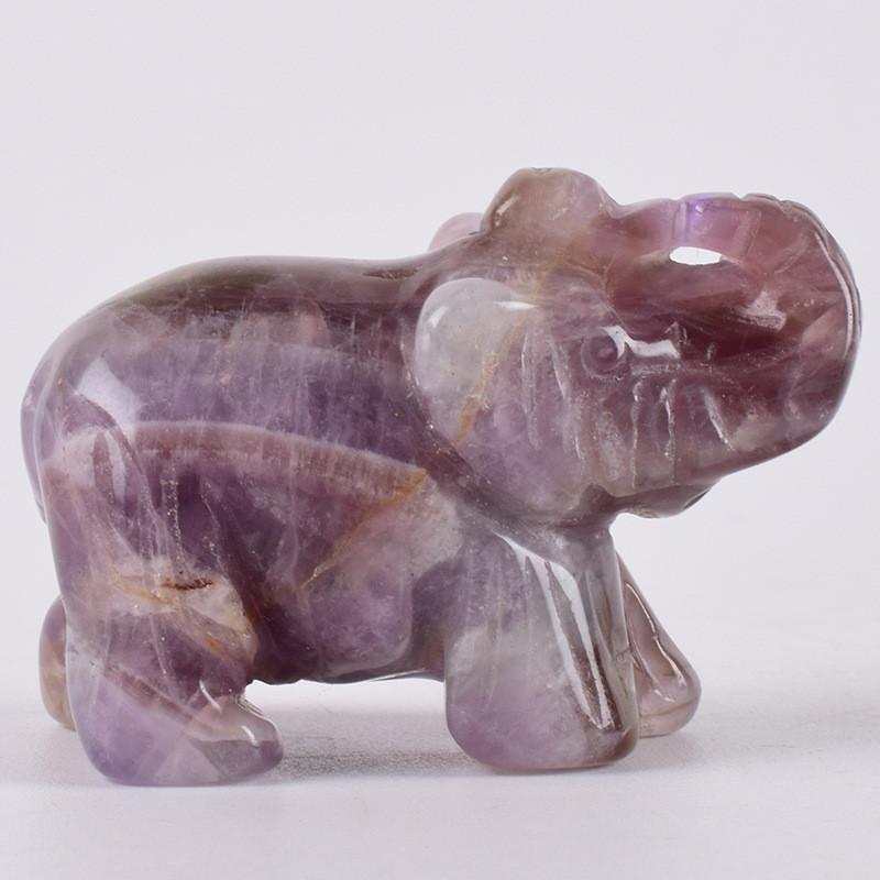 Carved Elephant Hand Natural Gemstone Jasper Turquoise Malachite Crystal Quartz