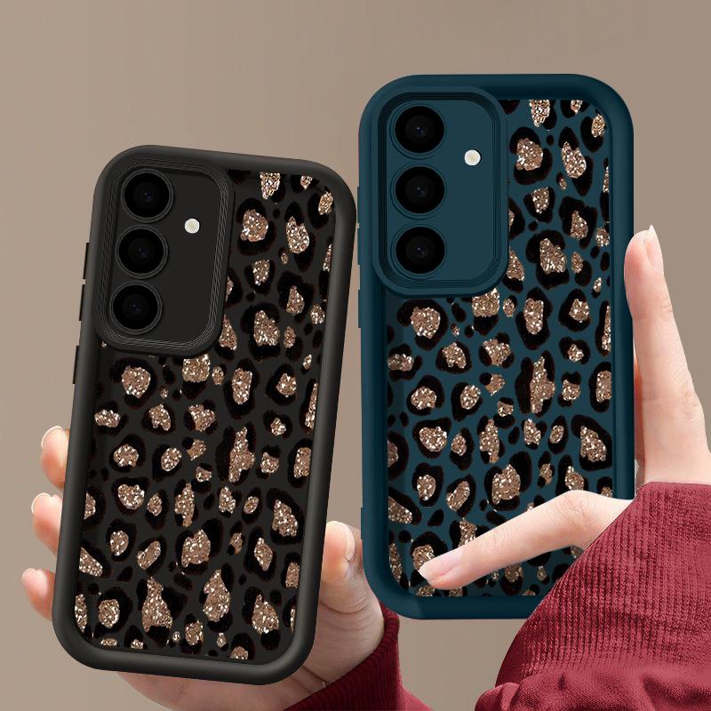 Brown Leopard Print Phone Case For Samsung Galaxy A17 A56 A16 A55 A15 A25 A36 A26 5G S25 Edge S23 S24 Ultra S24 S25 FE TPU Cover