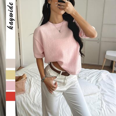 Einfaches und vielseitiges Y2K Hot Girl einfarbiges modisches kurzärmeliges T-Shirt für Damen lockeres und bequemes T-Shirt