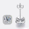 Bague Ringen S925 Sterling Silver Fashion Square Silver Needle Earrings Temperament Set 1ct D Moissente Celebrity Earrings