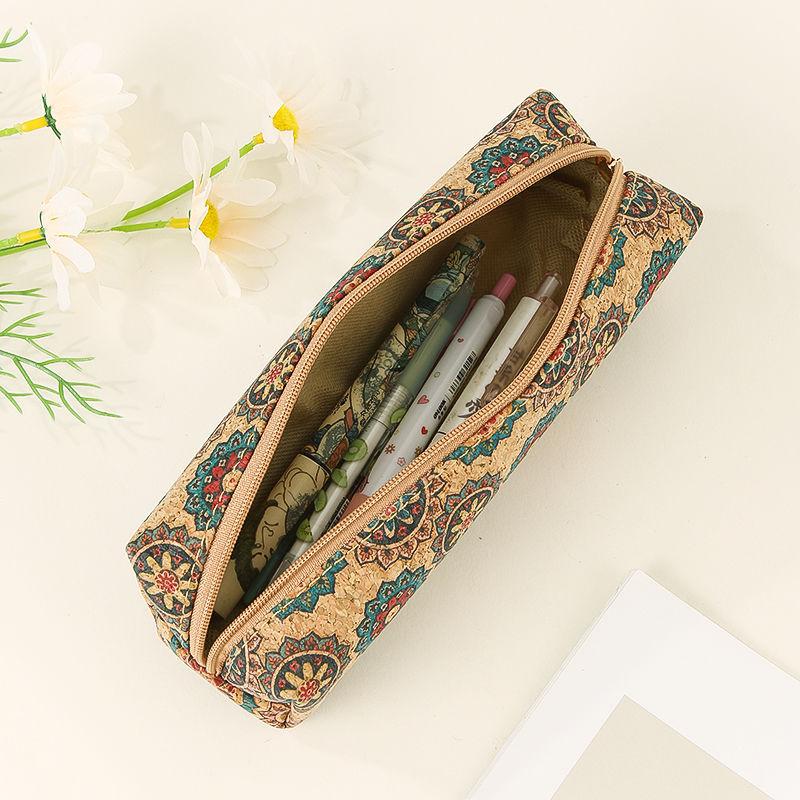 Retro Literary Pencil Case Cosmetics Storage Bag Large Capacity Office Sundries Storage Bag Student Stationery Bag