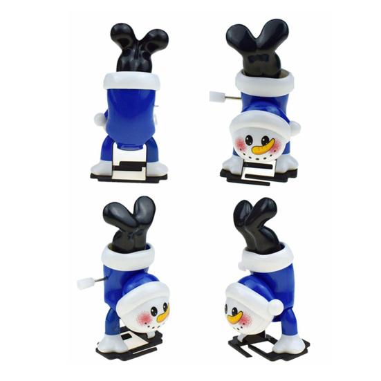 Mini Christmas Wind-Up Toy Bear/Santa Claus/Snowman/Reindeer Clockwork Chain Toy Plastic Running Jumping Movement Figures