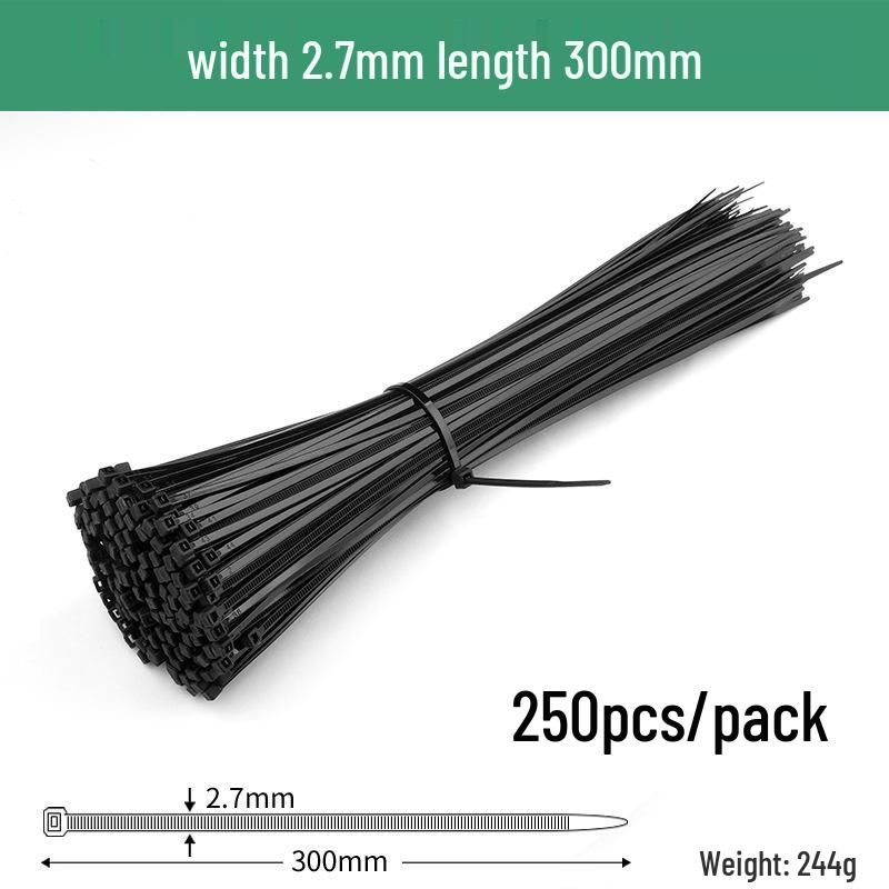 Black Self-Locking Nylon Cable Tie with Strong Anti-Theft Buckle