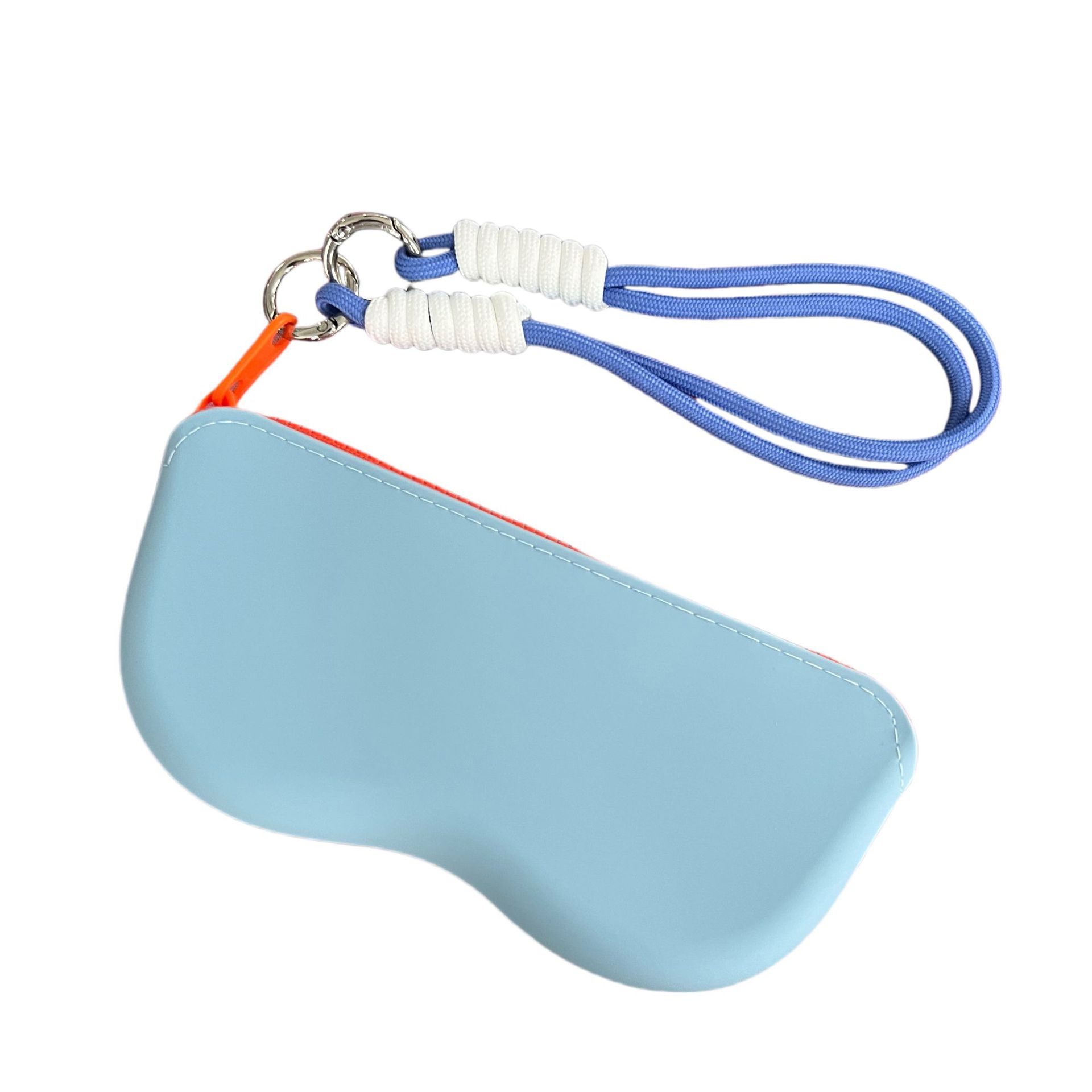 

Silicone Zipper Eyeglass Case, Sunglasses Storage Protective Case, Hanging Bag, Wallet, Waterproof Glass Box for Women and Girls светло-синий