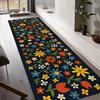 Colorful Floral Runner Rug Modern Long Hallway Carpet with Retro Flower Pattern Washable Kitchen or Entryway Rugs Decoration