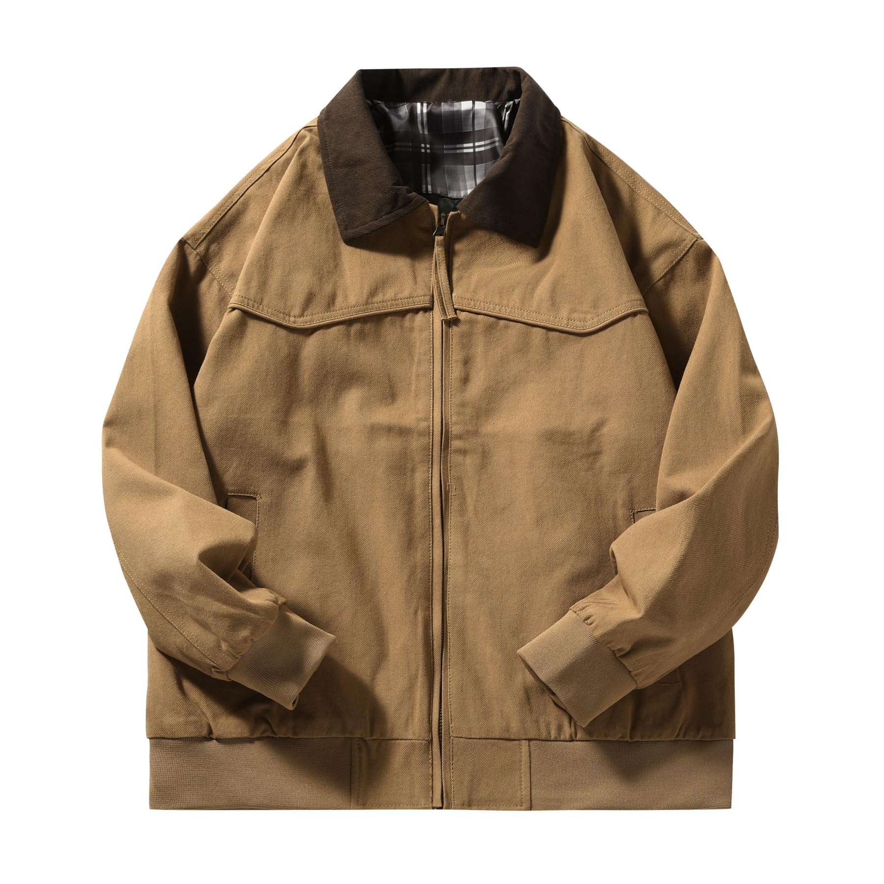 

FOMANSH Stand Collar Solid Loose with Side Pockets Men s Jacket, Cotton, Fit,
