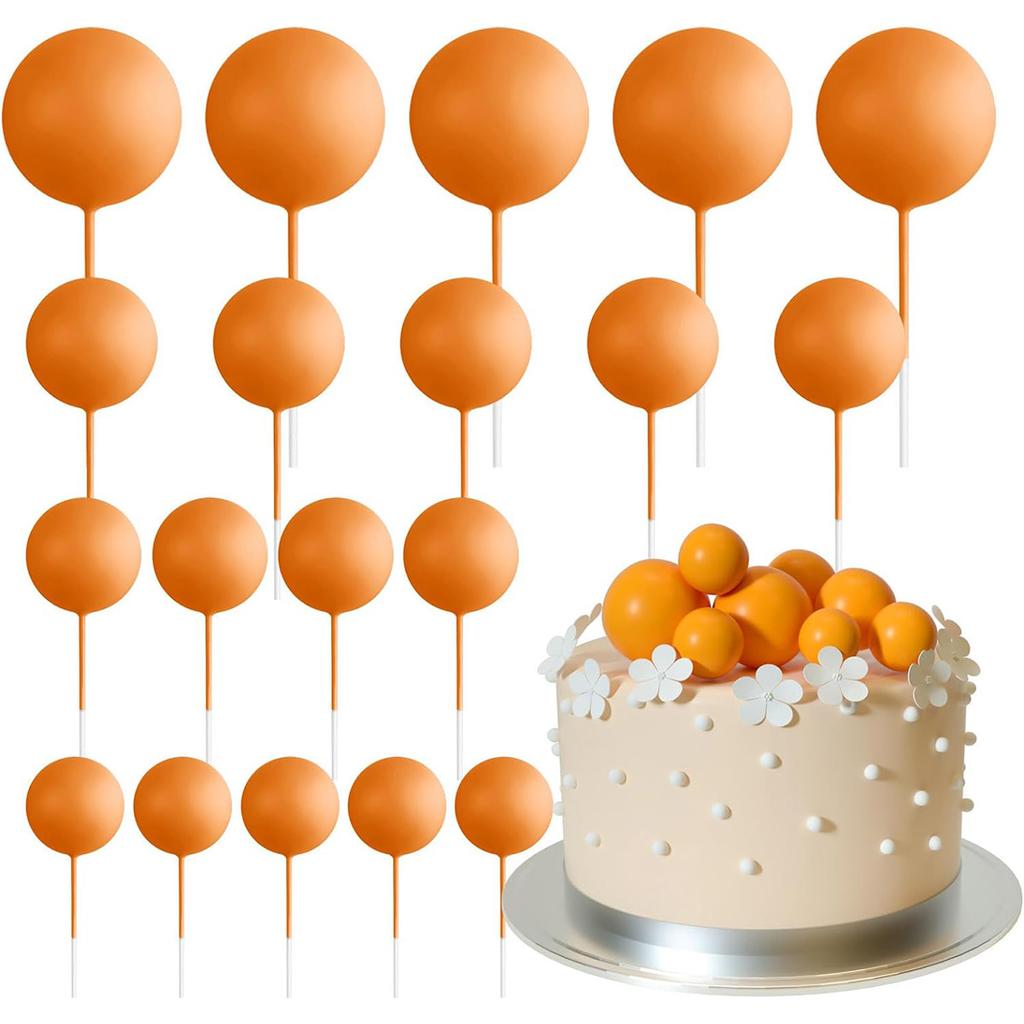 20 Pcs  Mini Balloons Sticks Red Balls Cake Picks Cake Topper Balls Cake Decorations for Wedding Birthday Cake Decorations