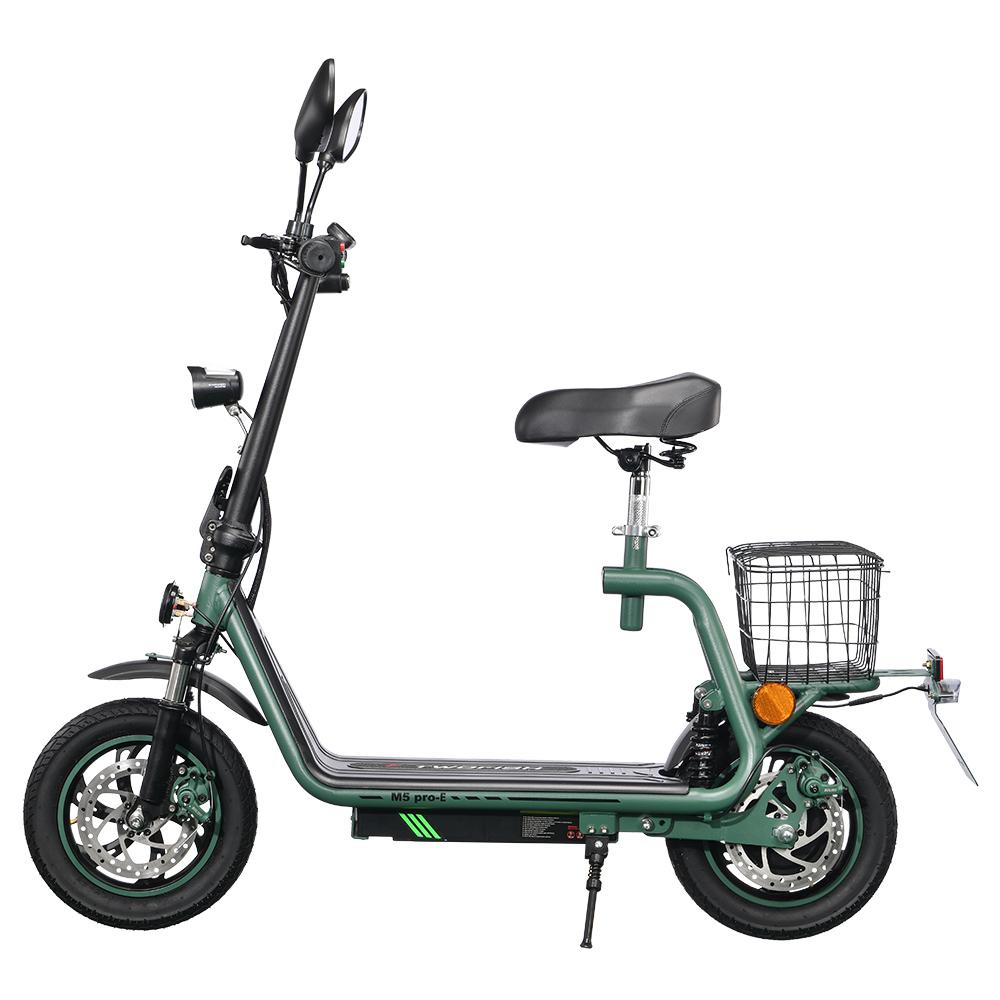 (EEC)TWOFISH M5 PRO-E Electric Scooter with Seat and Rear Basket, 500W Motor, 48V 13Ah Battery, 12 Inch Tires, 40km/h Max Speed