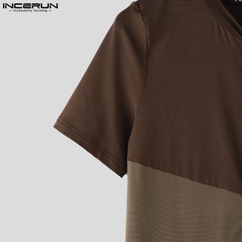 INCERUN Combinaisons Rompers Sous-vêtements Vêtements d'intérieur pour Hommes à Manches Courtes avec Fermeture Éclair et Coutures