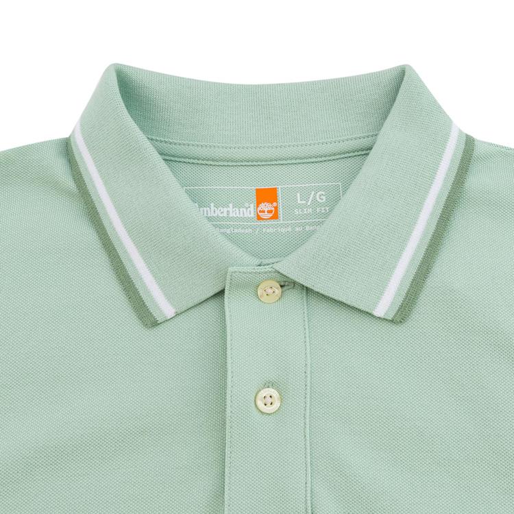 Timberland Striped Outdoor Casual Slim Fit Breathable Short Sleeve Polo Shirt Men Polo Shirts Embossed-Green A628N-ENE