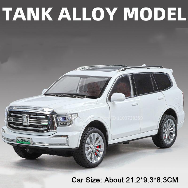 AAYG1 1:24 TANK 500 300 Modèle Miniatures Voitures Jouets Alliage Moulé sous Pression Véhicules Tout-Terrain Son Lumière Portes Ouvertes Tirer en Arrière pour Garçons Cadeaux