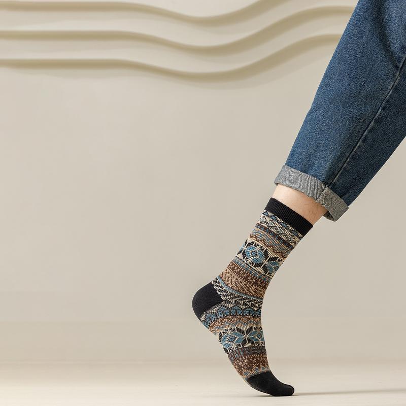 Men's Dress Socks Cotton Crew Socks 3 Pairs,Breathable and Sweat-absorbing Funky Colorful Pattern Crew Socks