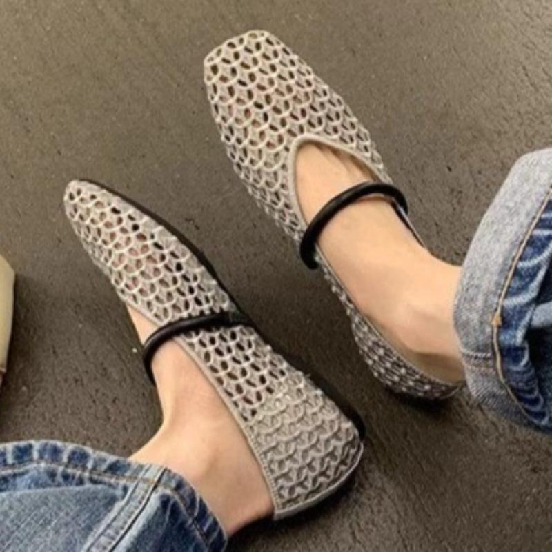 

Weave Mesh Flats Women Sandals Shallow Summer Casual Shoes 2026 Designer Sexy Breathable Sneakers New Trends Zapatillas 35 серебряный