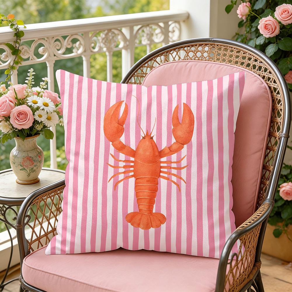Ocean Life Theme Striped Cushion Cover Soft Plush Throw Pillow Cover DoubleSided Cushion Case Sofa Bedroom Home Decor