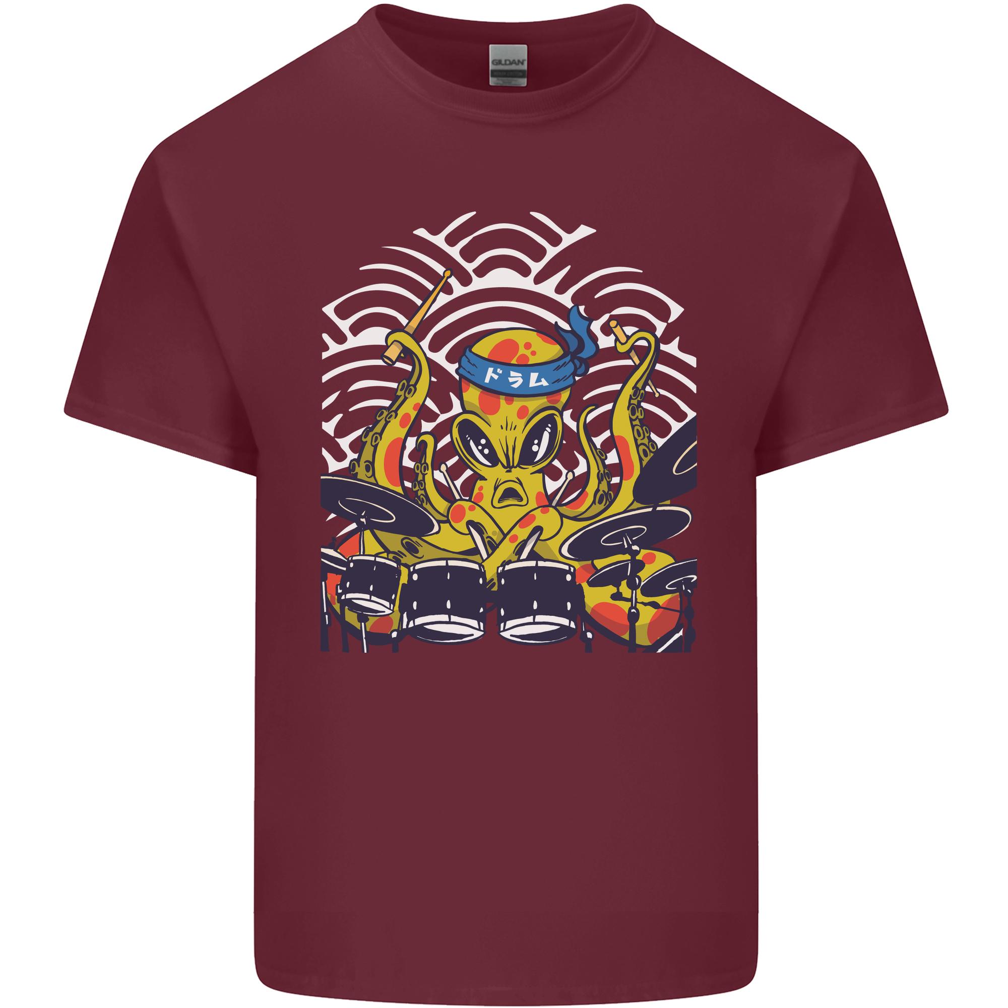 Japanese Octopus Drummer Drumming Drums Unisexs Light Cotton TShirt S